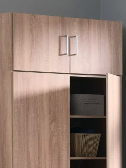 Garderobeskab FANDRUP 97x176 2 låger 3 skuffer lys egefarve