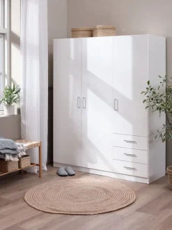 Garderobeskab FANDRUP 145x176 3 låger 3 skuffer hvid