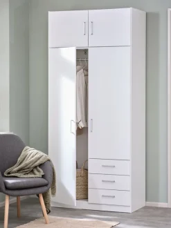 Garderobeskab FANDRUP 97x176 2 låger 3 skuffer hvid