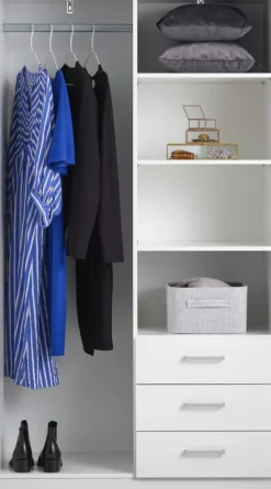 Garderobeskab FANDRUP 97x176 2 låger 3 skuffer hvid