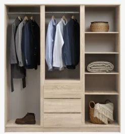 Garderobeskab LIMFJORDEN 180x200 kombi lys egefarve