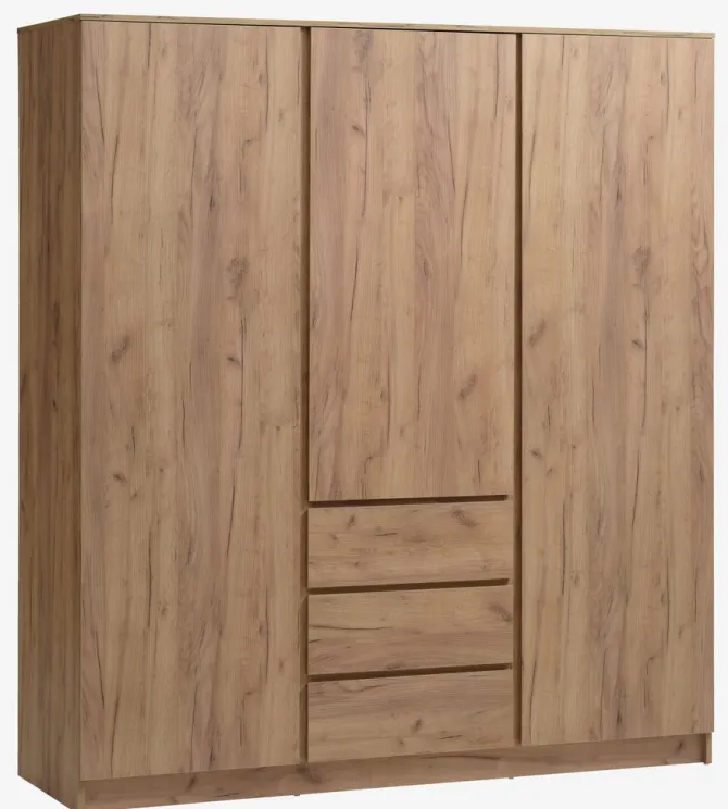 Garderobeskab LIMFJORDEN 180x200 kombi naturlig egefarve
