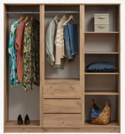 Garderobeskab LIMFJORDEN 180x200 kombi naturlig egefarve