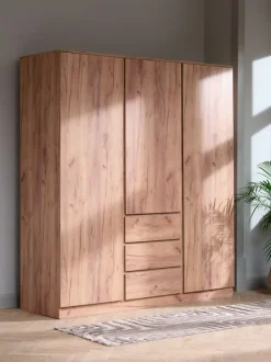 Garderobeskab LIMFJORDEN 180x200 kombi naturlig egefarve