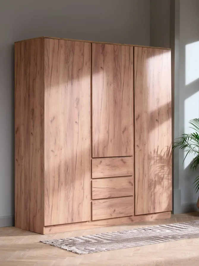 Garderobeskab LIMFJORDEN 180x200 kombi naturlig egefarve