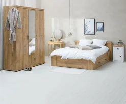 Garderobeskab LINTRUP 157x220 3 låger egefarve