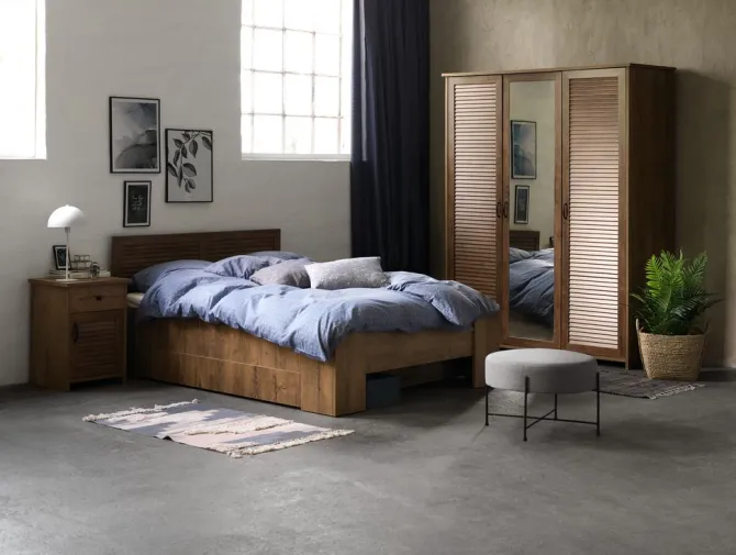 Garderobeskab MANDERUP 166x210 3 låger vild eg farve