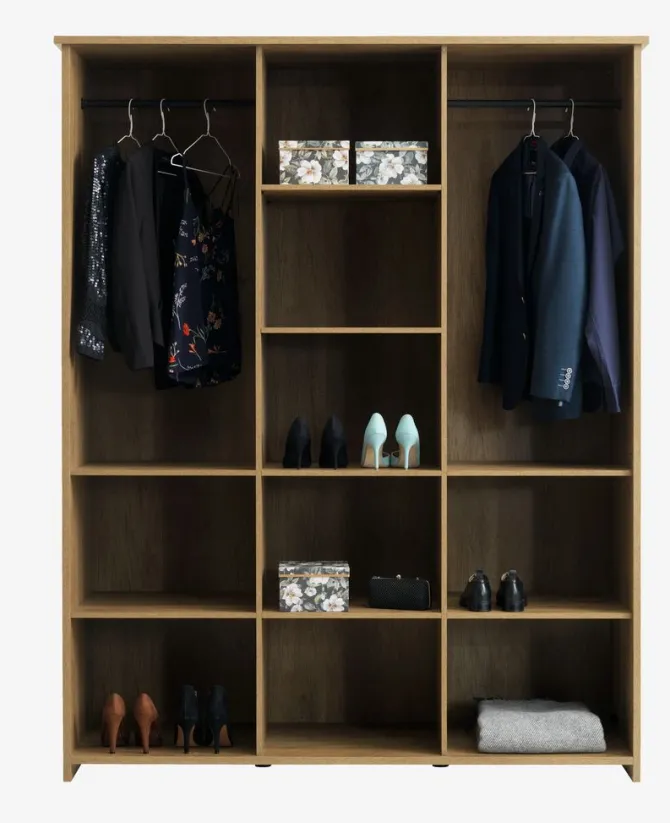 Garderobeskab MANDERUP 166x210 3 låger vild eg farve