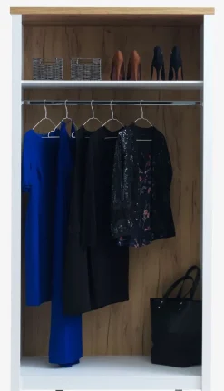 Garderobeskab MARKSKEL 112x210 hvid/egefarve