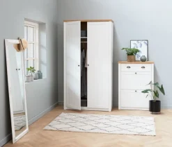 Garderobeskab MARKSKEL 112x210 hvid/egefarve