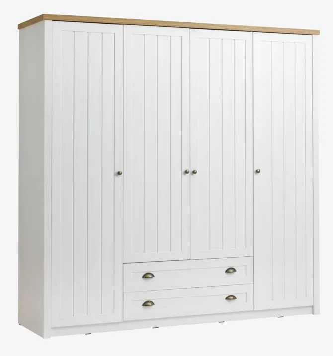 Garderobeskab MARKSKEL 212x210 hvid/egefarve