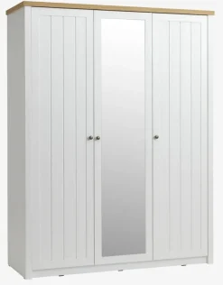 Garderobeskab MARKSKEL 162x210 hvid/egefarve