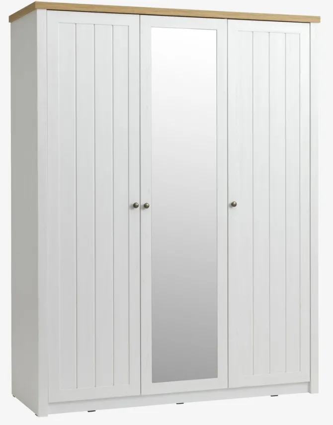 Garderobeskab MARKSKEL 162x210 hvid/egefarve