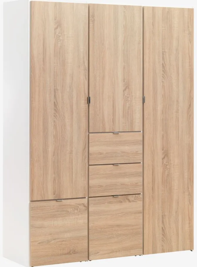 Garderobeskab NAUTRUP 149x200 3 låger egefarve/hvid