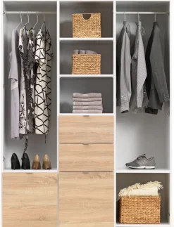 Garderobeskab NAUTRUP 149x200 3 låger egefarve/hvid