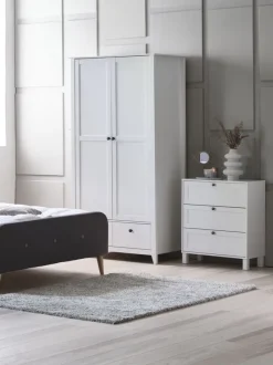 Garderobeskab NORDBY 105x200 2 låger 2 skuffer hvid