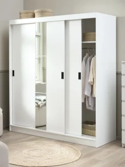 Garderobeskab ODDER 179x201 3 skydedøre m/spejl hvid