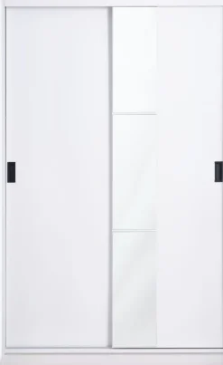 Garderobeskab ODDER 120x201 2 skydedøre m/spejl hvid