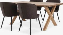 GRIBSKOV L180 bord eg + 4 RISSKOV stole mørkebrun