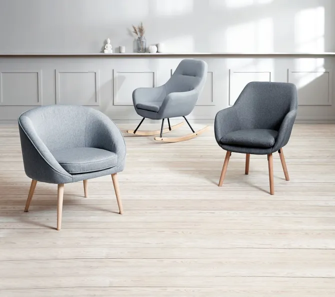 Gyngestol NEBEL lyseblåt stof