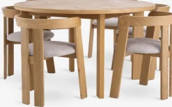 HARESKOV Ø129 bord eg + 4 BOVRUP stole eg/beige