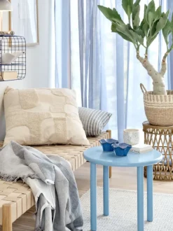 Hjørnebord BOLBRO Ø45 lyseblå