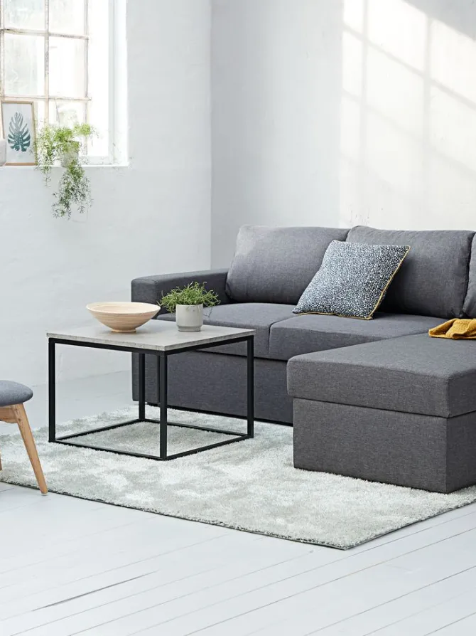 Hjørnebord DOKKEDAL 60x60 betonfarve