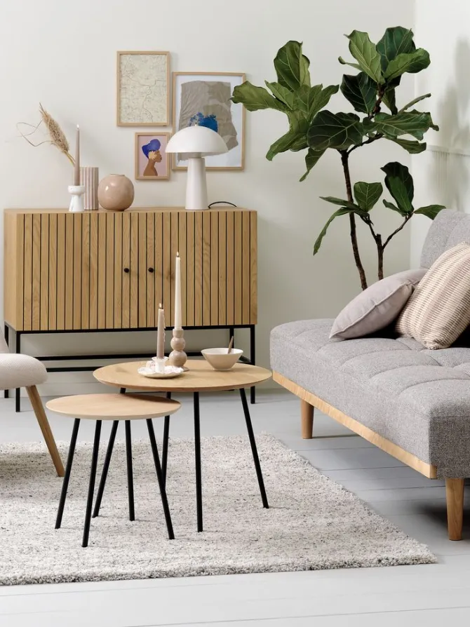 Hjørnebord NYBO Ø40 egefarve/sort