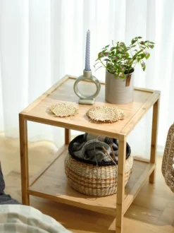 Hjørnebord OSTED 45x45 1 hylde bambus