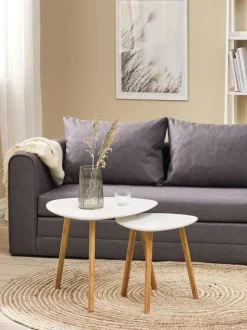 Hjørnebord TAPS 40x40 hvid/bambus