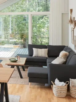 Hjørnesofa AARHUS venstrevendt mørkegråt stof