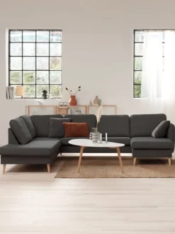 Hjørnesofa AARHUS venstrevendt mørkegråt stof