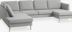 Hjørnesofa AARHUS venstrevendt lysegråt stof
