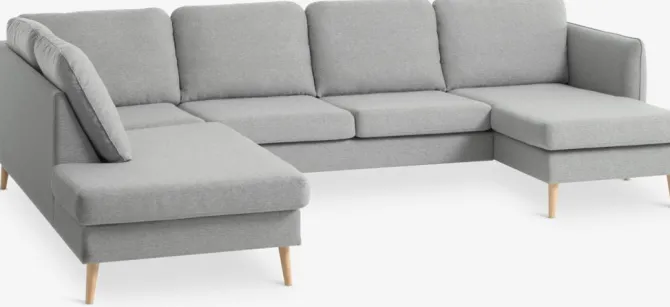 Hjørnesofa AARHUS venstrevendt lysegråt stof