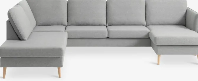 Hjørnesofa AARHUS venstrevendt lysegråt stof