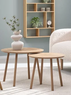 Indskudsborde MUNKEBO Ø55/Ø45 egefarve 2 stk.