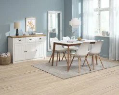 JEGIND L130 bord hvid + 4 KASTRUP stole hvid