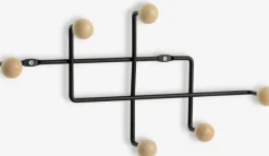 Knagerække GAMBY 6 knager natur/sort