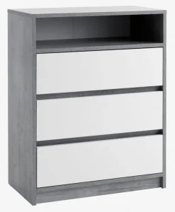 Kommode BILLUND 3 skuffer hvid/beton