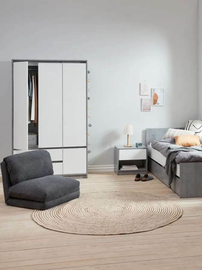 Kommode BILLUND 3 skuffer hvid/beton