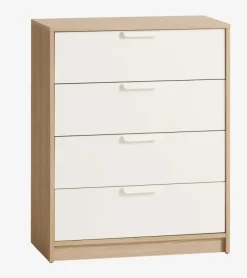 Kommode JENSLEV 4 skuffer eg/hvid