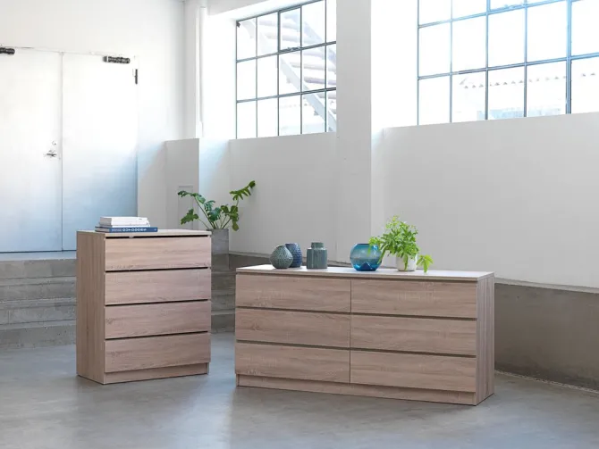 Kommode LIMFJORDEN 4 skuffer lys egefarve
