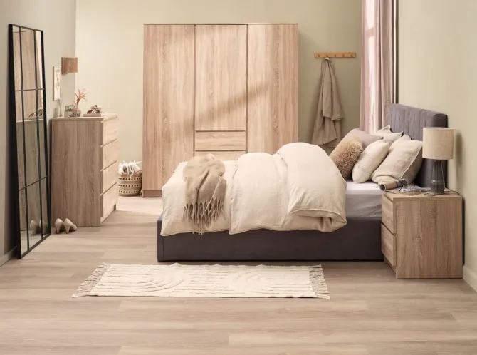 Kommode LIMFJORDEN 4 skuffer lys egefarve