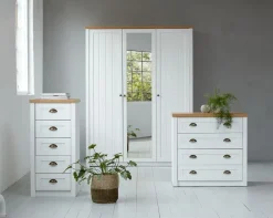 Kommode MARKSKEL 4 skuffer hvid/egefarve