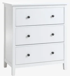 Kommode NORDBY 3 skuffer hvid