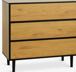 Kommode ODENSE 3 skuffer egefarve/sort