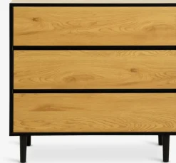 Kommode ODENSE 3 skuffer egefarve/sort