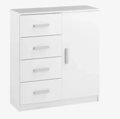 Kommode TAPDRUP 4 skuffer 1 låge hvid
