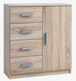 Kommode TAPDRUP 4 skuffer 1 låge eg