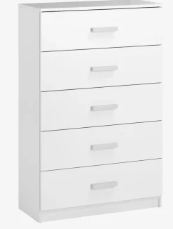 Kommode TAPDRUP 5 skuffer bred hvid
